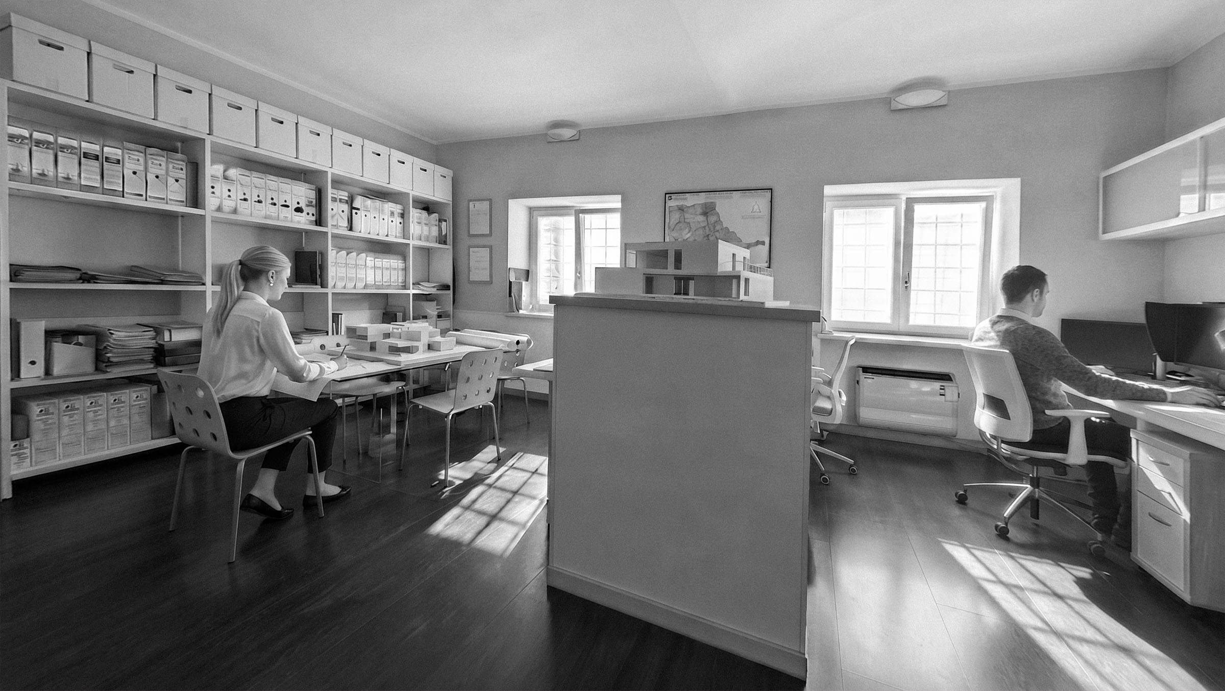 Lo studio G&B Grotto & Buscaglia architetti a Biella, al lavoro tra plastici e disegni